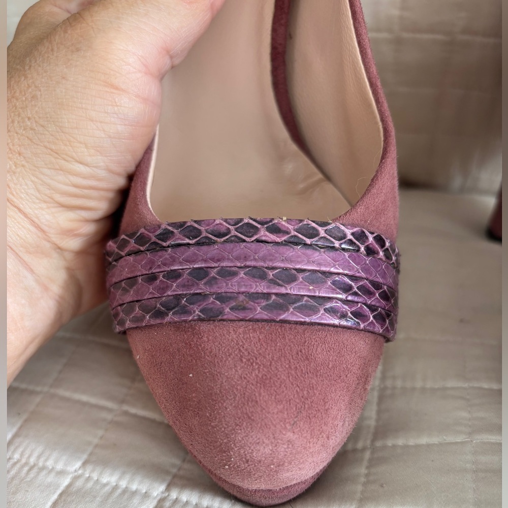 Furla Pink Suede Heels - Picture 3 of 10